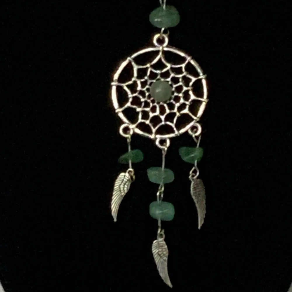 Dream Catcher Keyring Boho Native American Feathers Sea Glass Greens Silver Gift